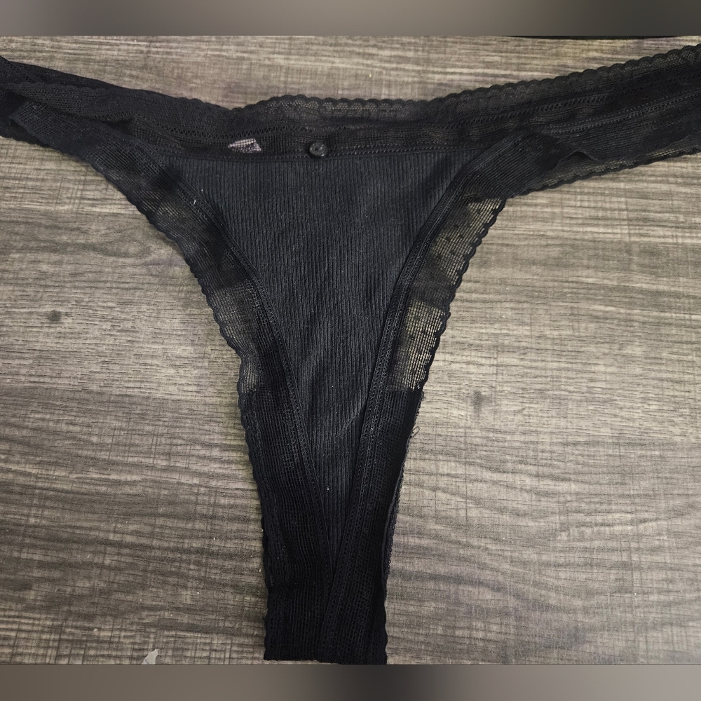 Victoria's Secret Black Lace Thong